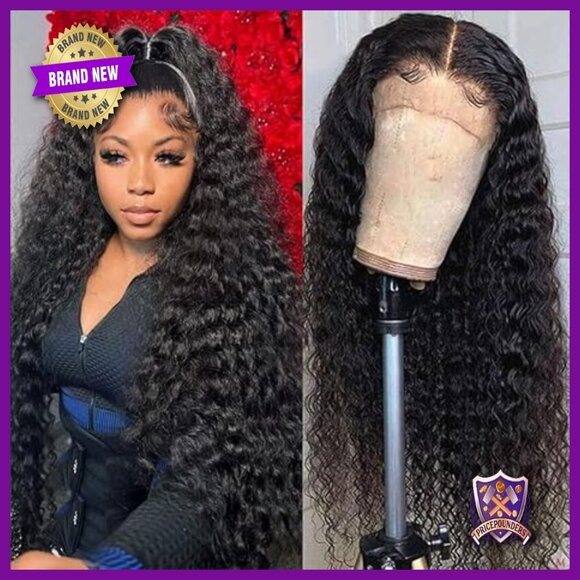 Deep Wave Lace Front Wig Human Hair 180% Density 24 Inch Curly main image 5